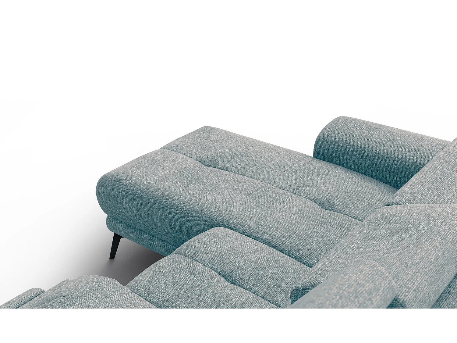 FIERO Ecksofa 3-Sitzer links mit 1 Relaxfunktion und verstellbare Kopfstützen, mint