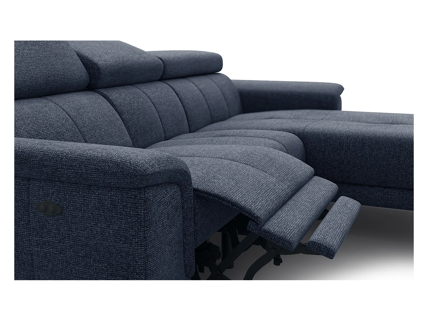FIERO Ecksofa 3-Sitzer rechts mit 1 Relaxfunktion, marineblau