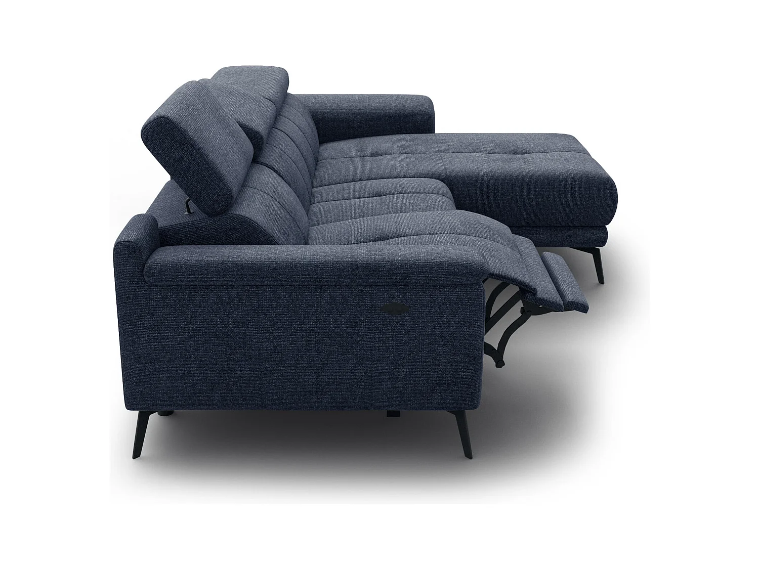 FIERO Ecksofa 3-Sitzer rechts mit 1 Relaxfunktion, marineblau