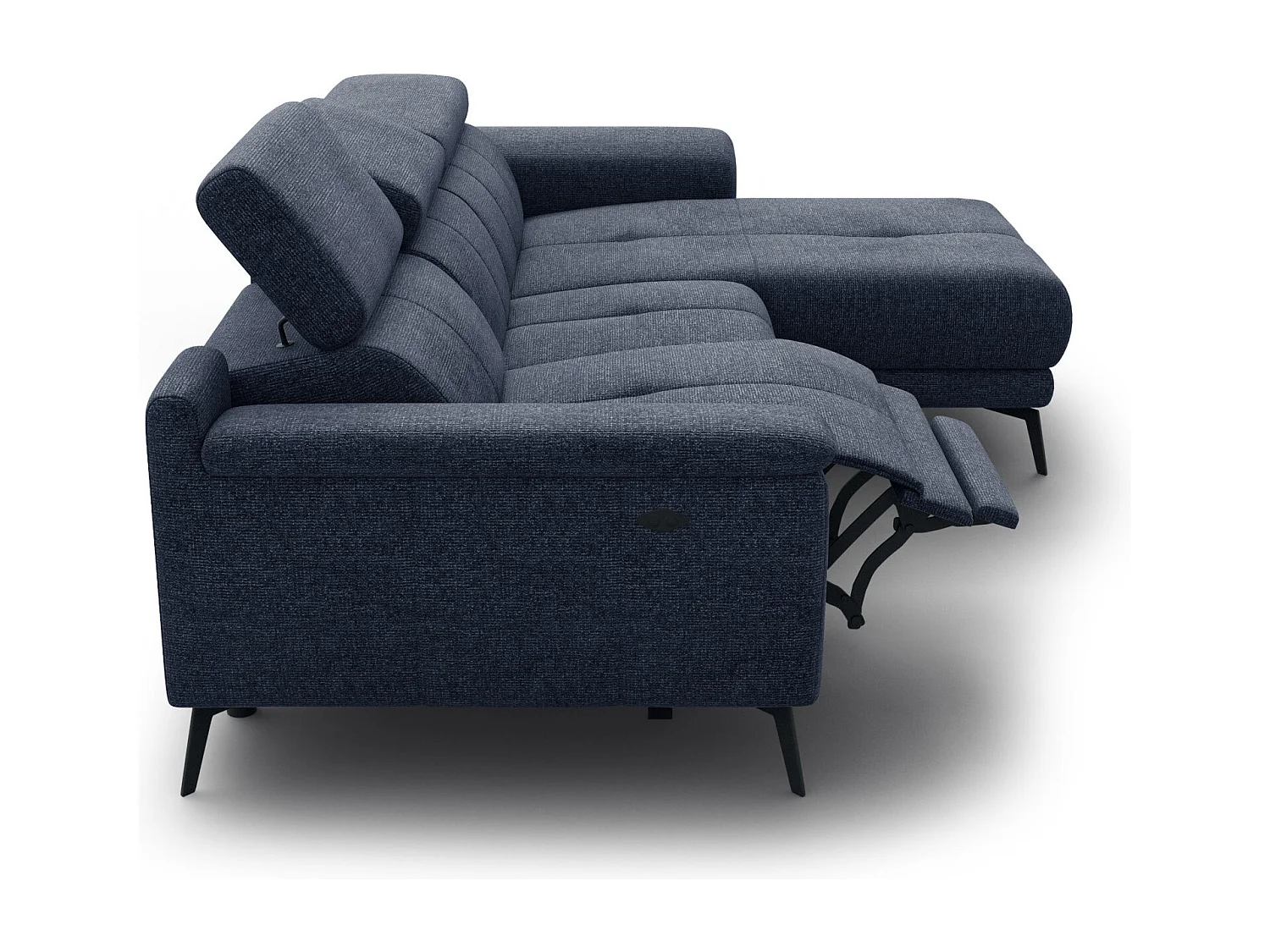 FIERO Ecksofa 3-Sitzer rechts mit 1 Relaxfunktion, marineblau