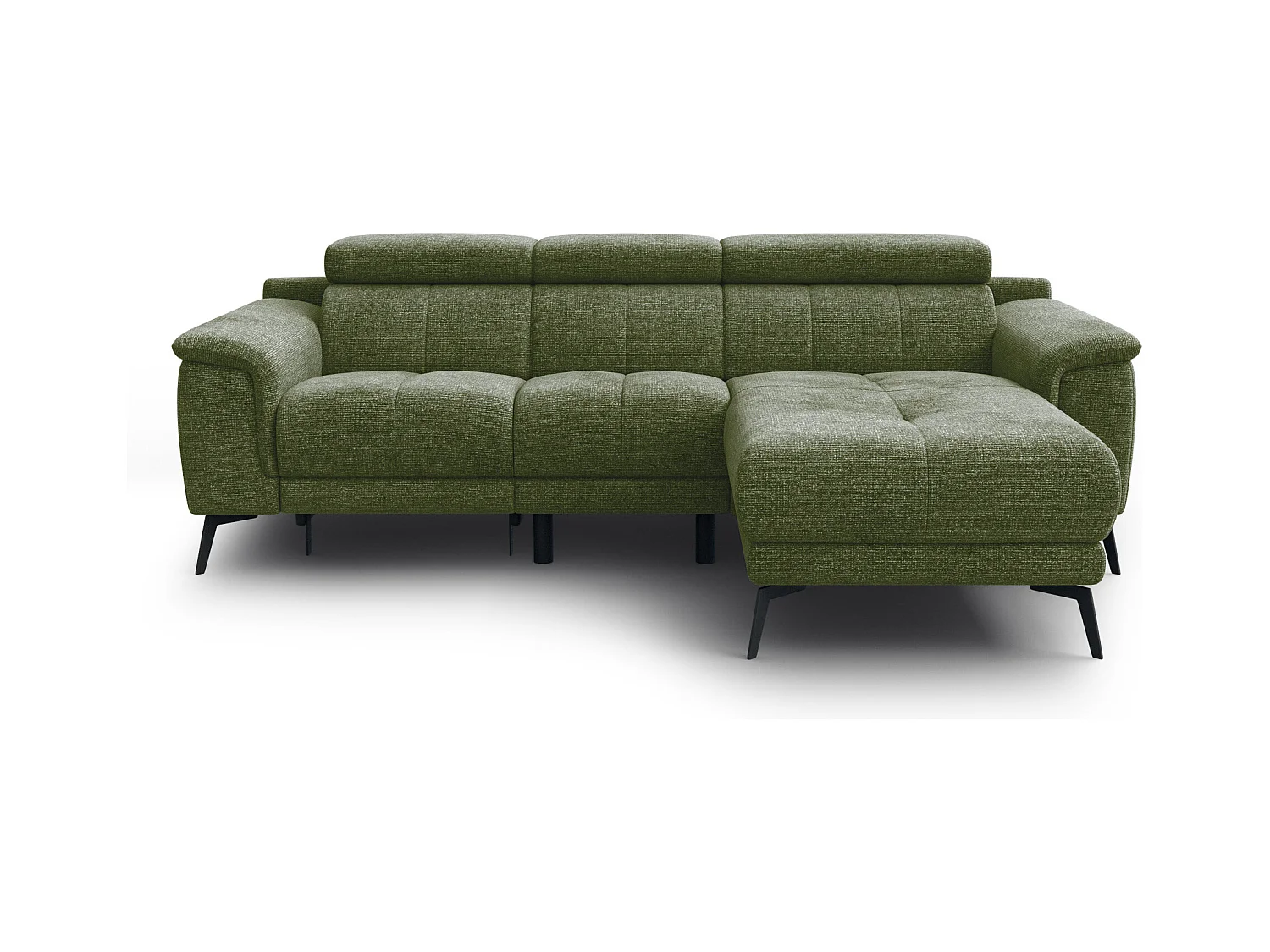 FIERO Ecksofa 3-Sitzer rechts mit 1 Relaxfunktion, olive