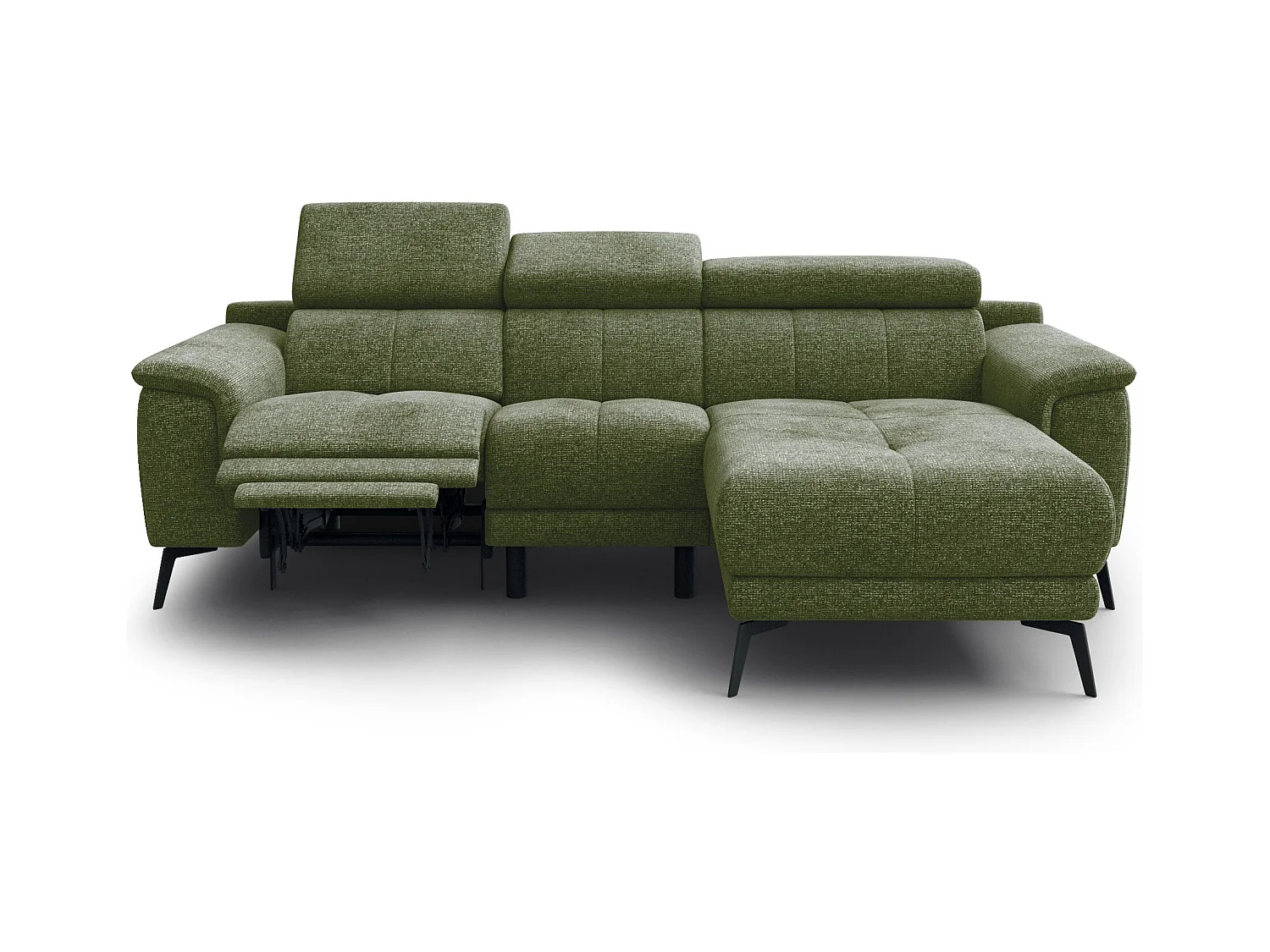 FIERO Ecksofa 3-Sitzer rechts mit 1 Relaxfunktion, olive
