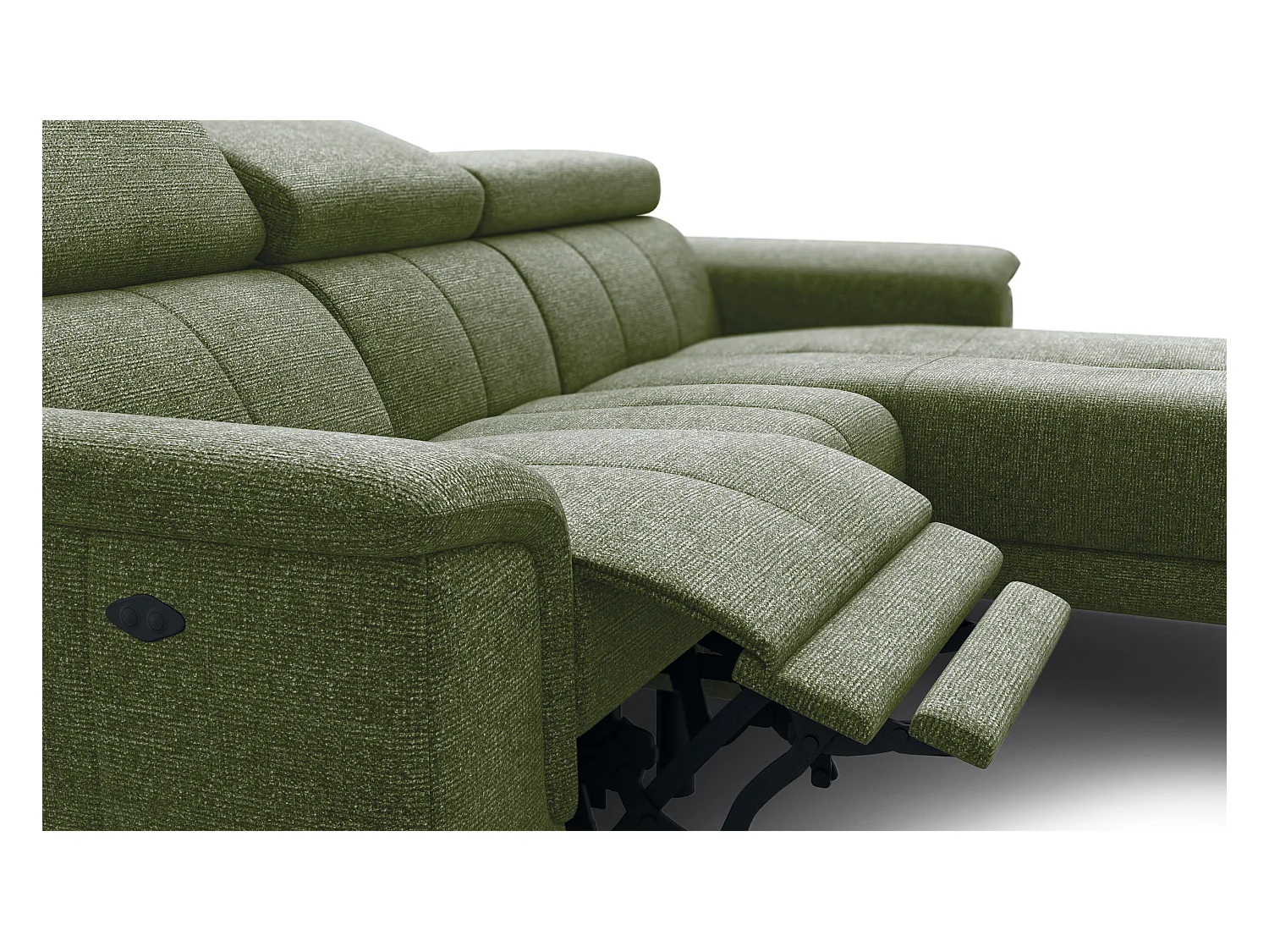 FIERO Ecksofa 3-Sitzer rechts mit 1 Relaxfunktion, olive