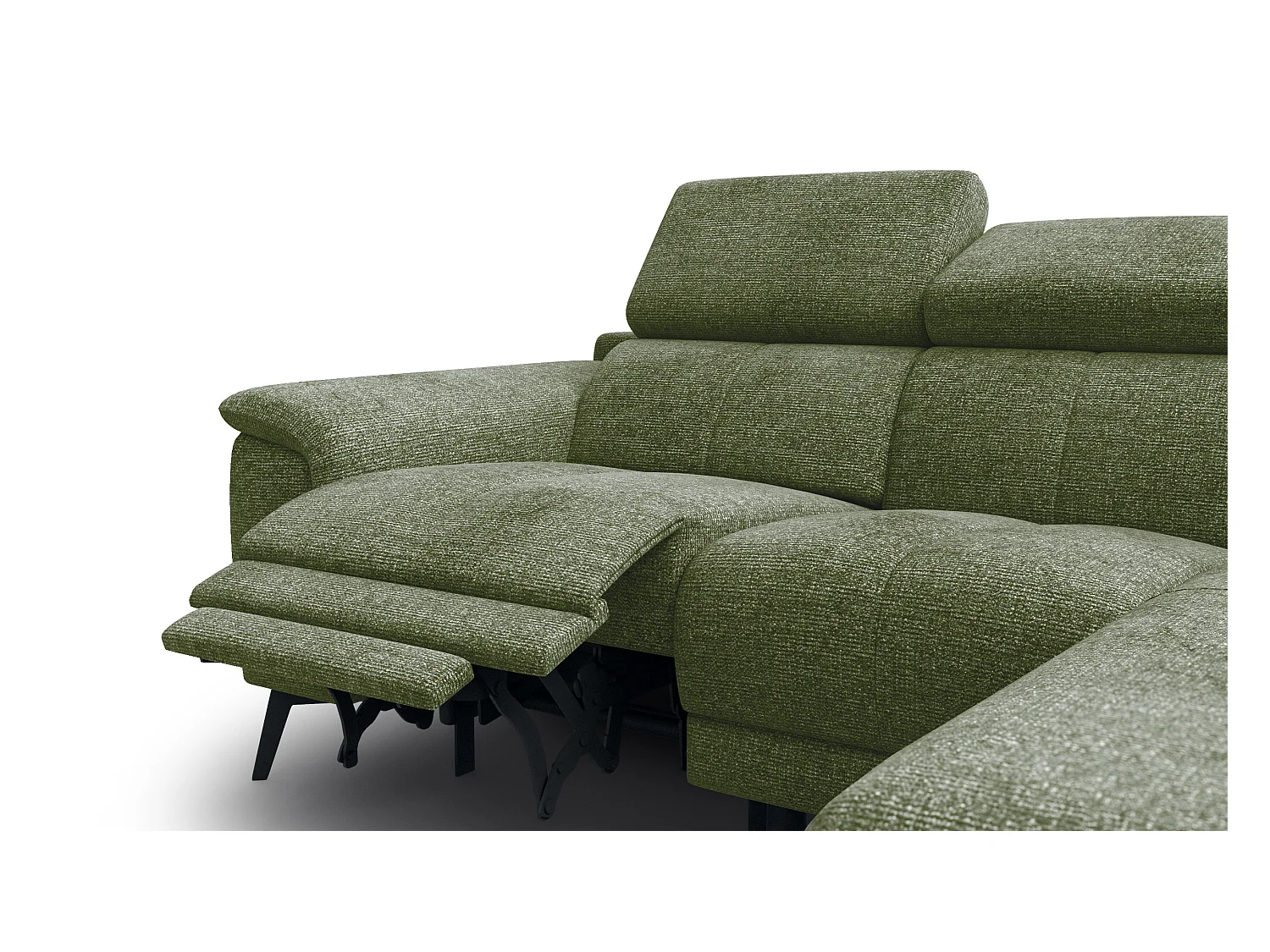 FIERO Ecksofa 3-Sitzer rechts mit 1 Relaxfunktion, olive