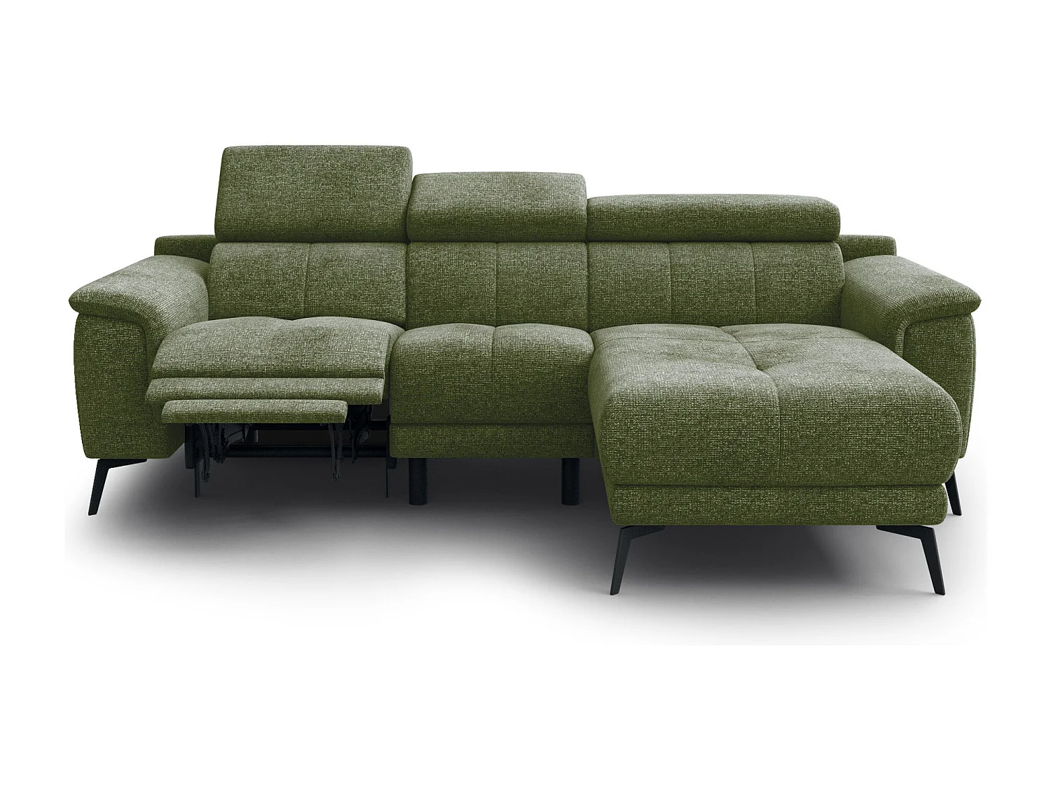 FIERO Ecksofa 3-Sitzer rechts mit 1 Relaxfunktion, olive
