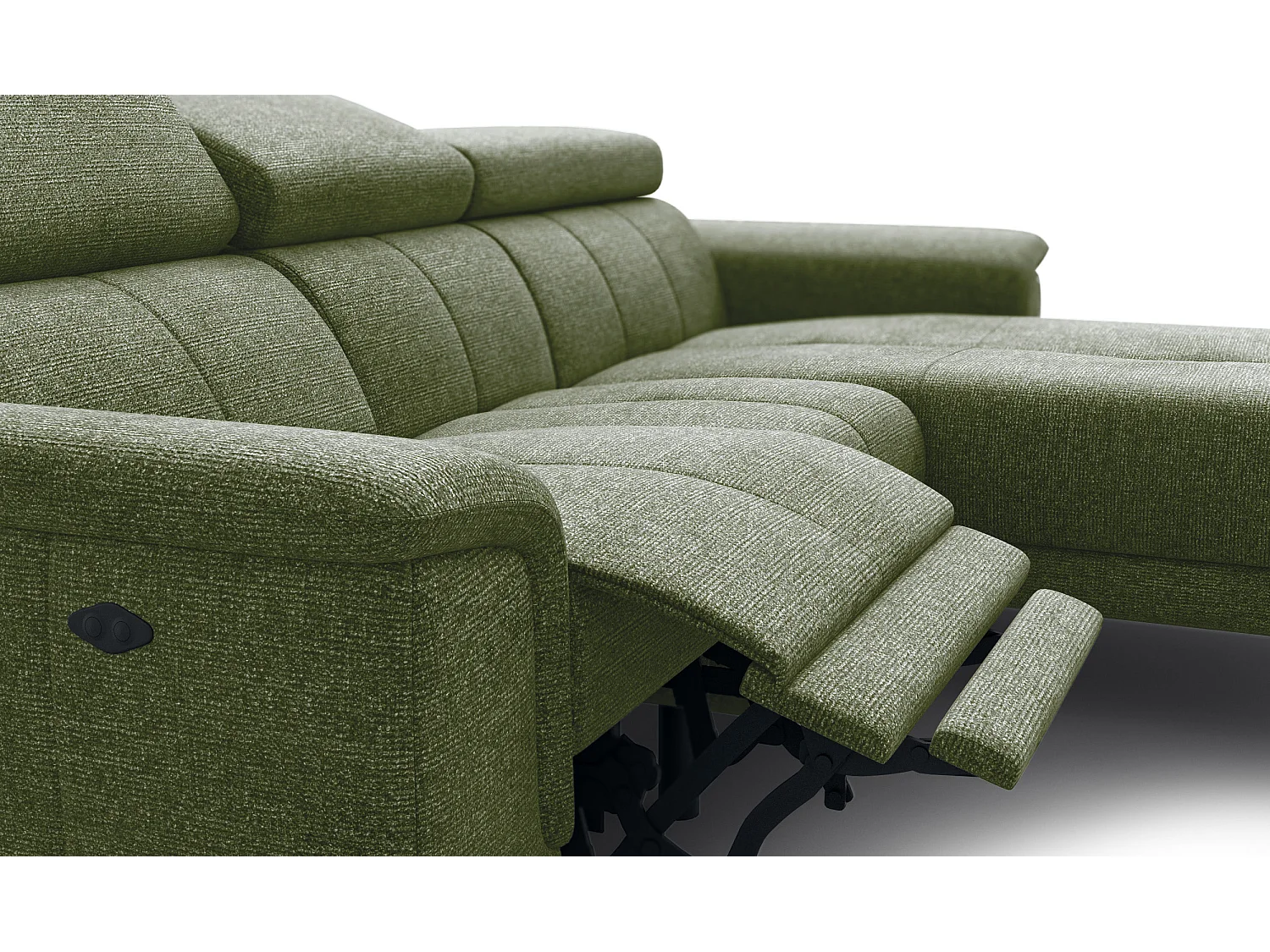 FIERO Ecksofa 3-Sitzer rechts mit 1 Relaxfunktion, olive