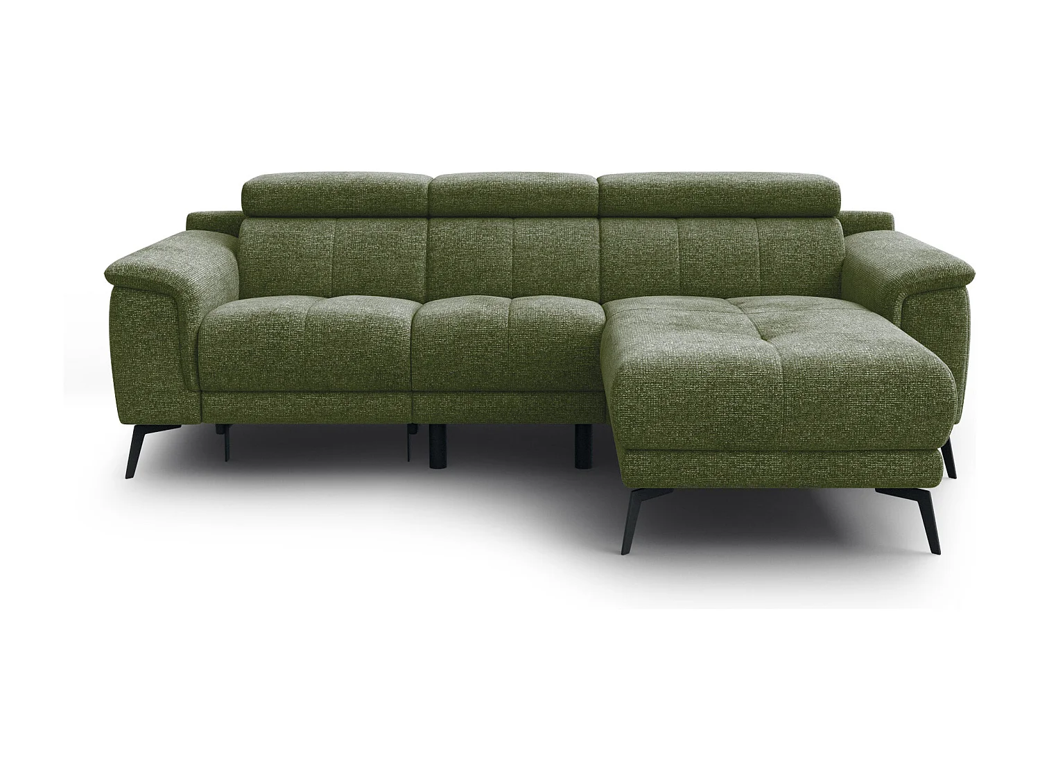 FIERO Ecksofa 3-Sitzer rechts mit 1 Relaxfunktion, olive