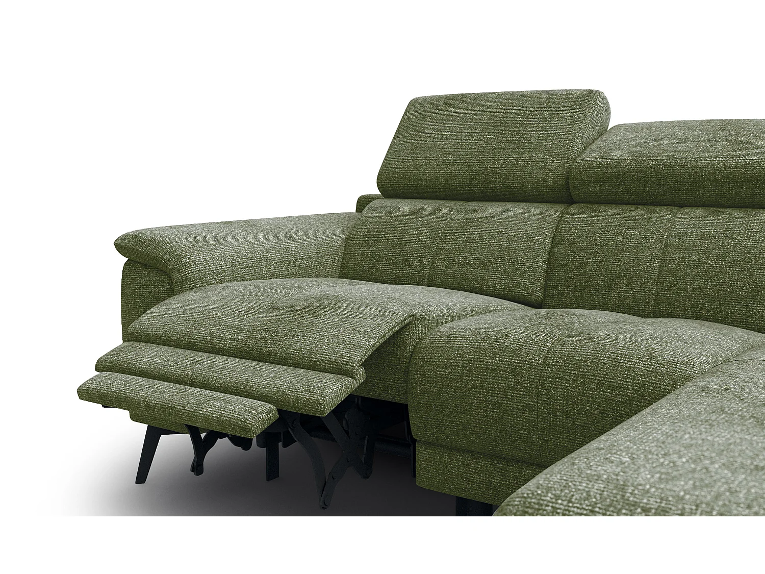 FIERO Ecksofa 3-Sitzer rechts mit 1 Relaxfunktion, olive