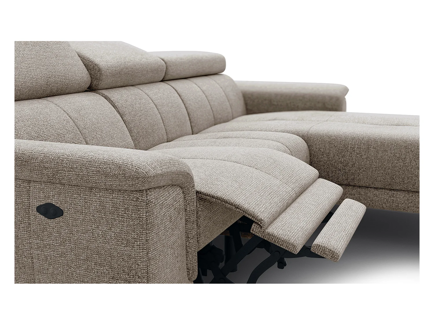 FIERO Ecksofa 3-Sitzer rechts mit 1 Relaxfunktion, taupe
