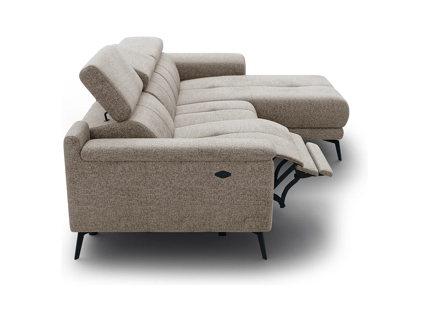 FIERO Ecksofa 3-Sitzer rechts mit 1 Relaxfunktion, taupe