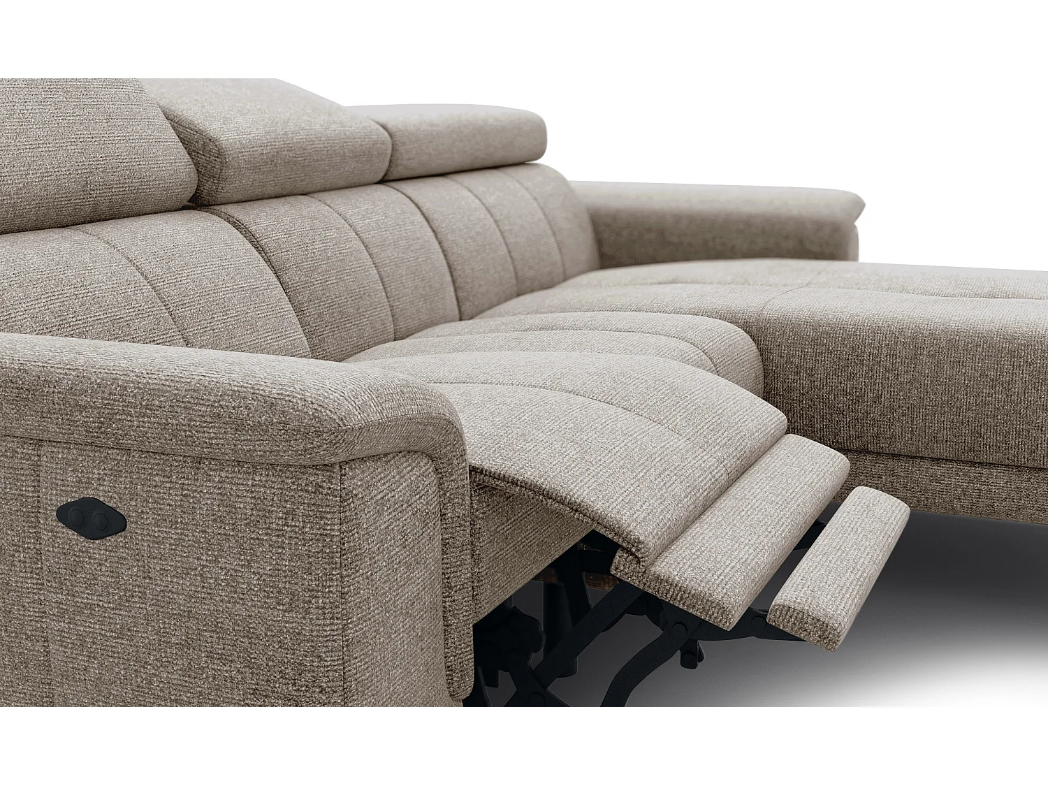 FIERO Ecksofa 3-Sitzer rechts mit 1 Relaxfunktion, taupe