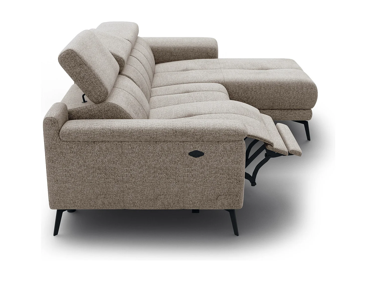 FIERO Ecksofa 3-Sitzer rechts mit 1 Relaxfunktion, taupe