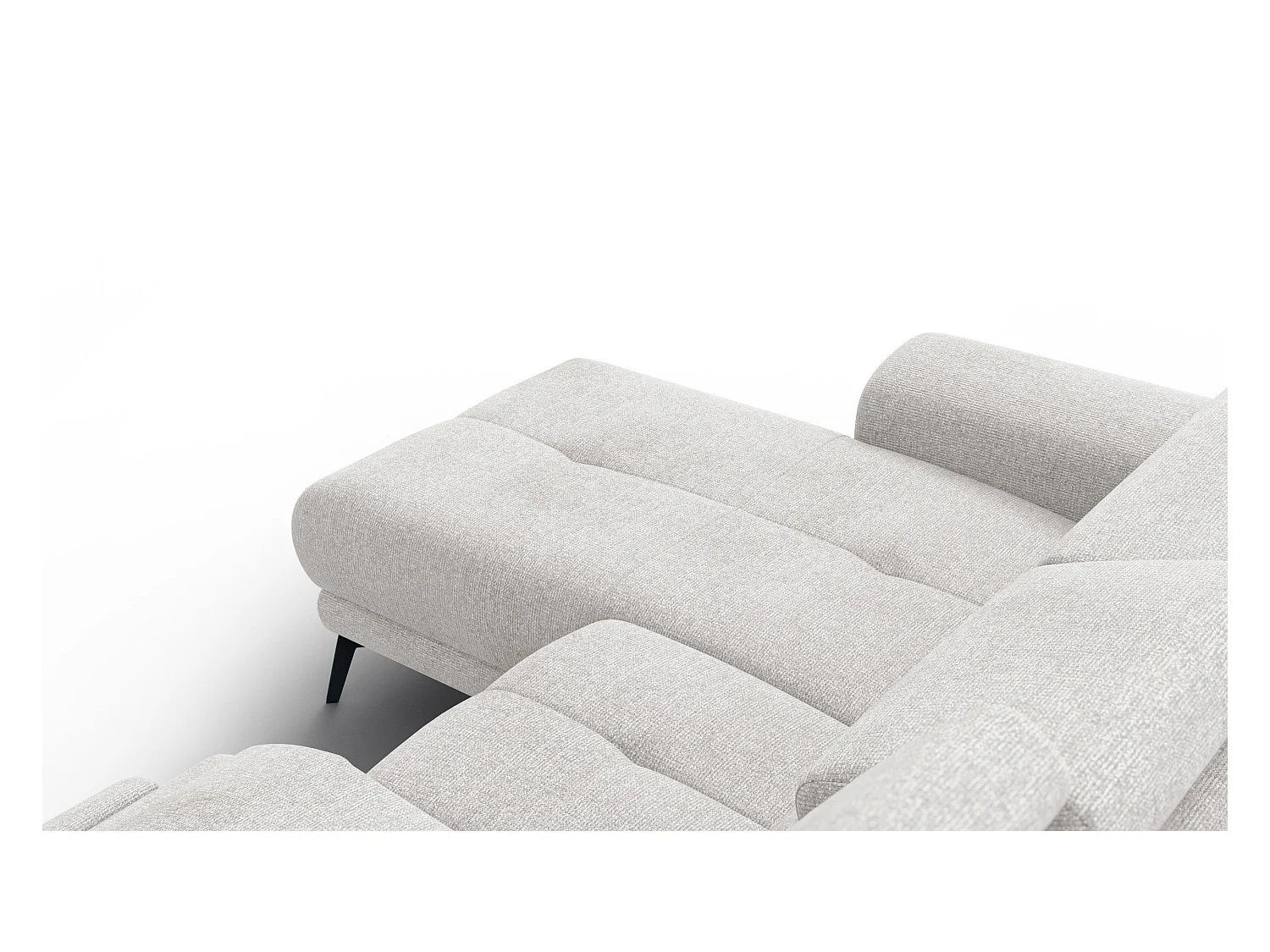 FIERO Ecksofa 3-Sitzer links mit 1 Relaxfunktion und verstellbare Kopfstützen, creme