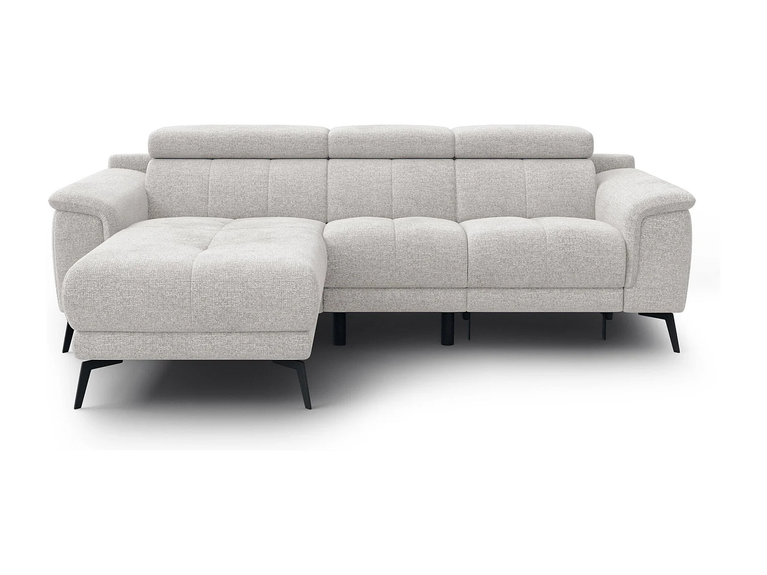 FIERO Ecksofa 3-Sitzer links mit 1 Relaxfunktion und verstellbare Kopfstützen, creme