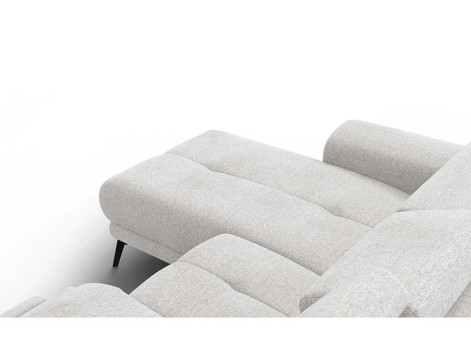 FIERO Ecksofa 3-Sitzer links mit 1 Relaxfunktion und verstellbare Kopfstützen, creme