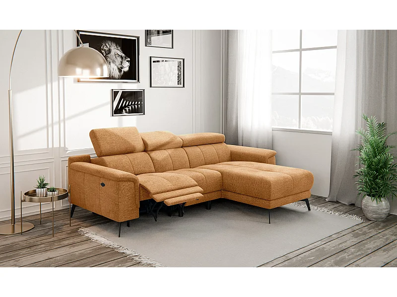 FIERO Ecksofa 3-Sitzer rechts mit 1 Relaxfunktion, orange