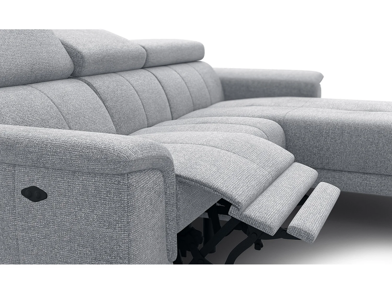 FIERO Ecksofa 3-Sitzer rechts mit 1 Relaxfunktion, silbergrau