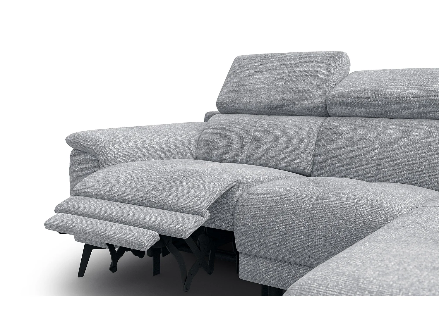FIERO Ecksofa 3-Sitzer rechts mit 1 Relaxfunktion, silbergrau