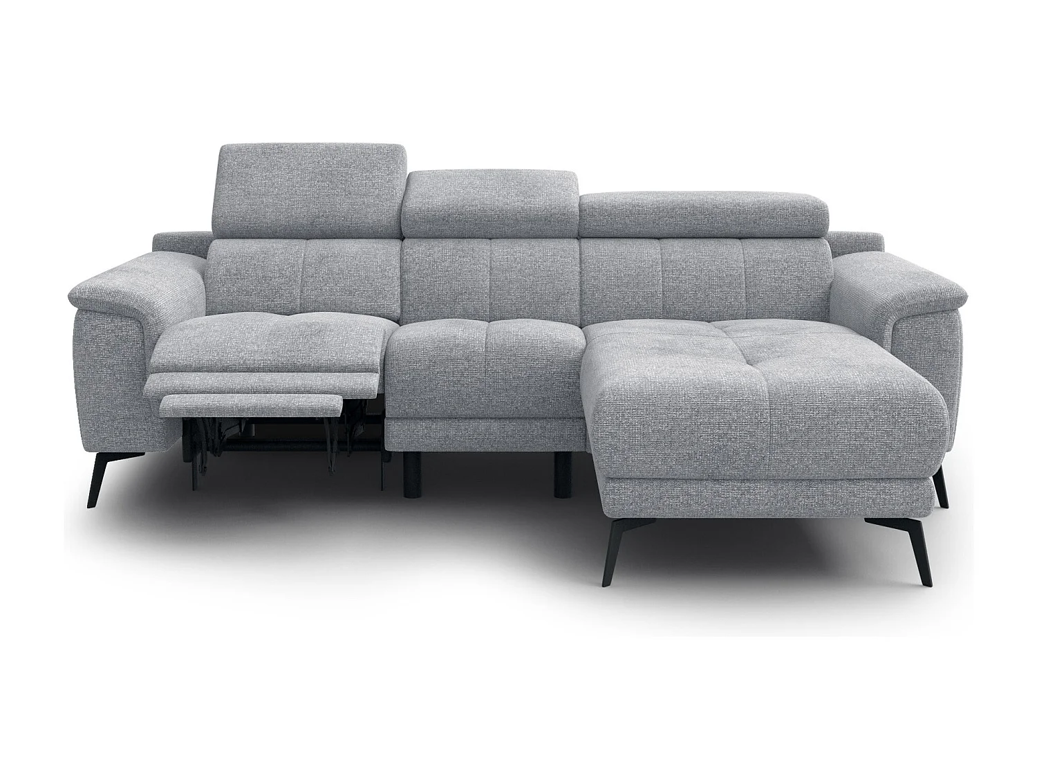 FIERO Ecksofa 3-Sitzer rechts mit 1 Relaxfunktion, silbergrau