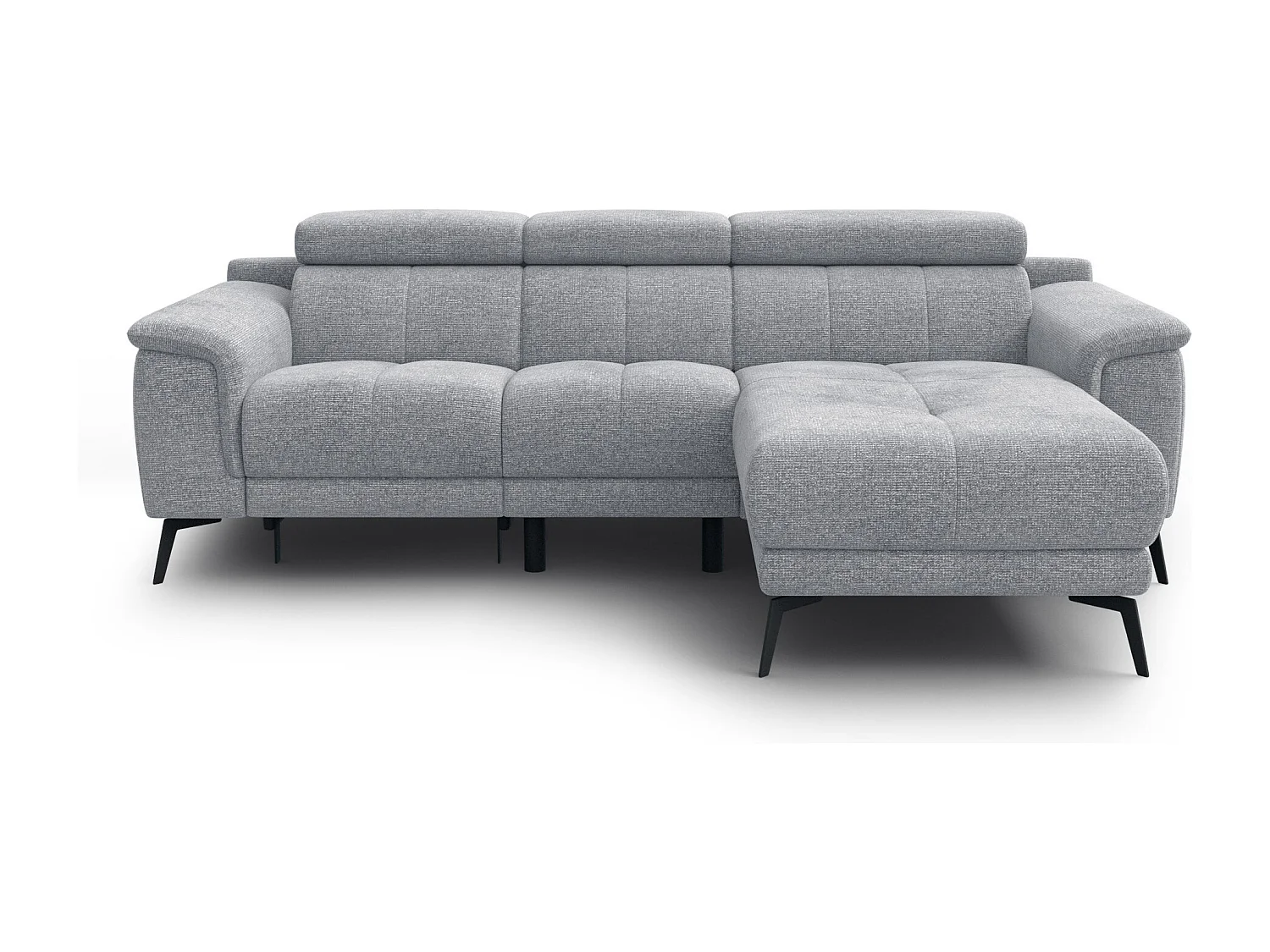 FIERO Ecksofa 3-Sitzer rechts mit 1 Relaxfunktion, silbergrau