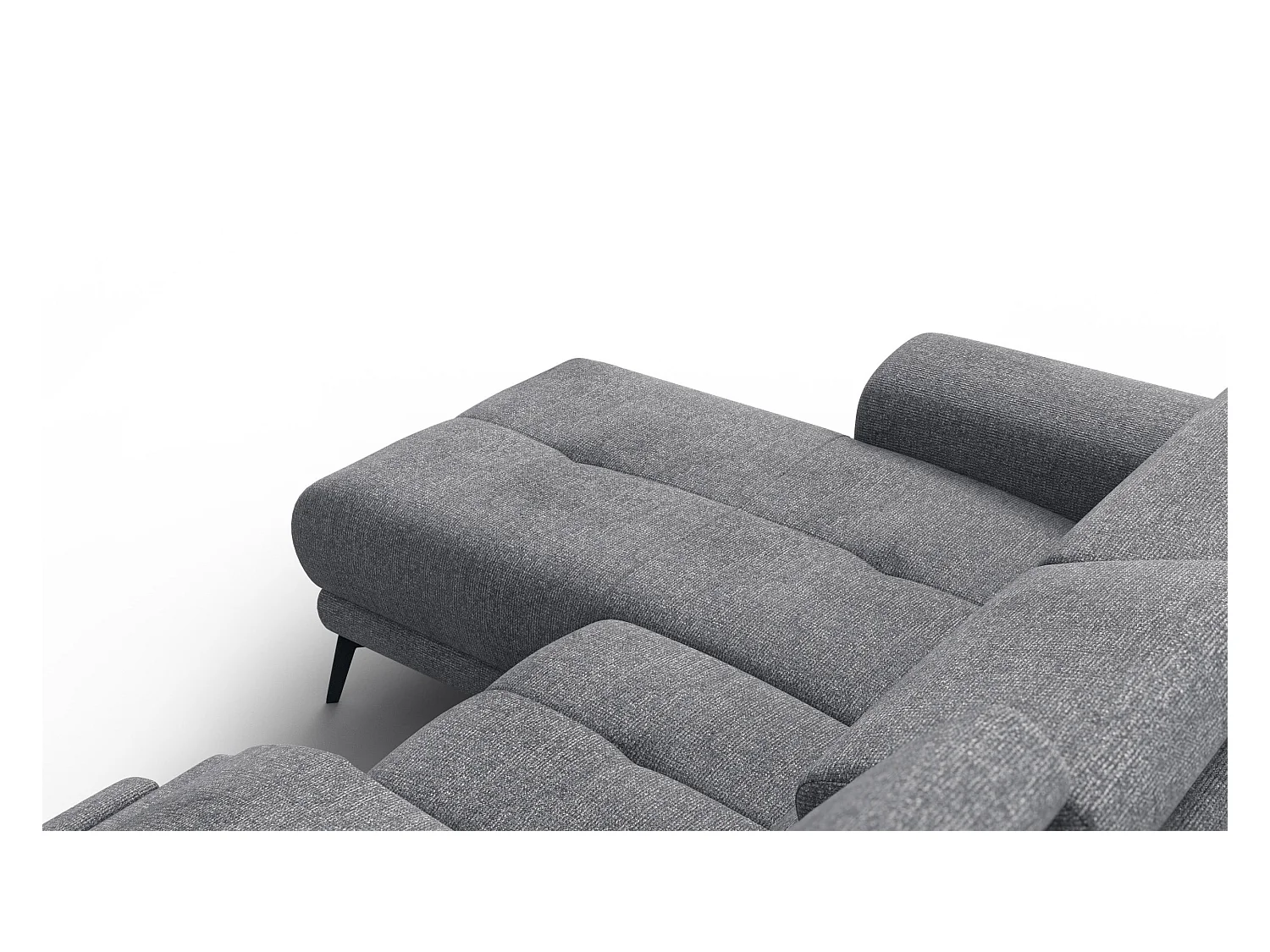 FIERO Ecksofa 3-Sitzer links mit 1 Relaxfunktion und verstellbare Kopfstützen, grau
