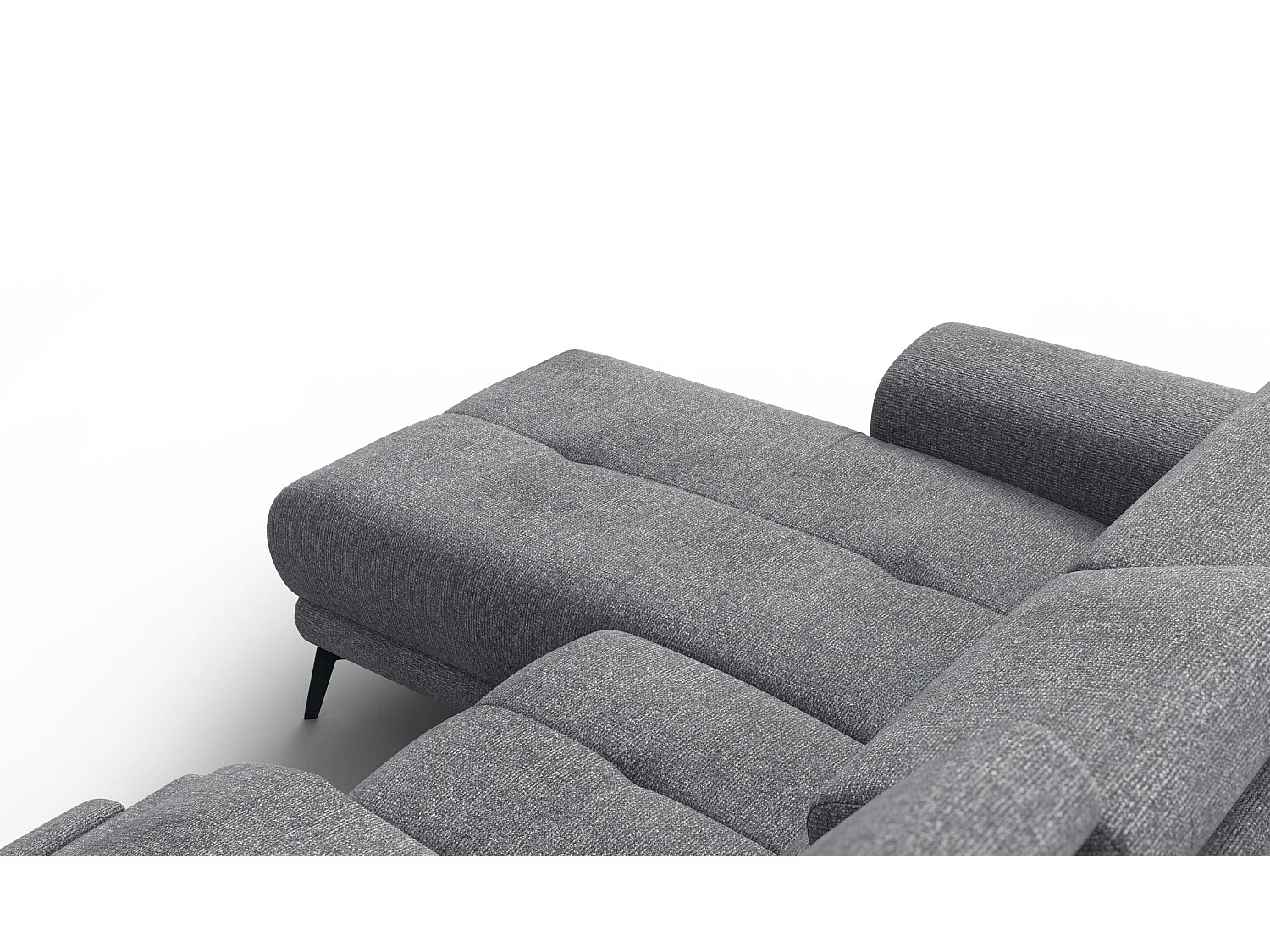 FIERO Ecksofa 3-Sitzer links mit 1 Relaxfunktion und verstellbare Kopfstützen, grau