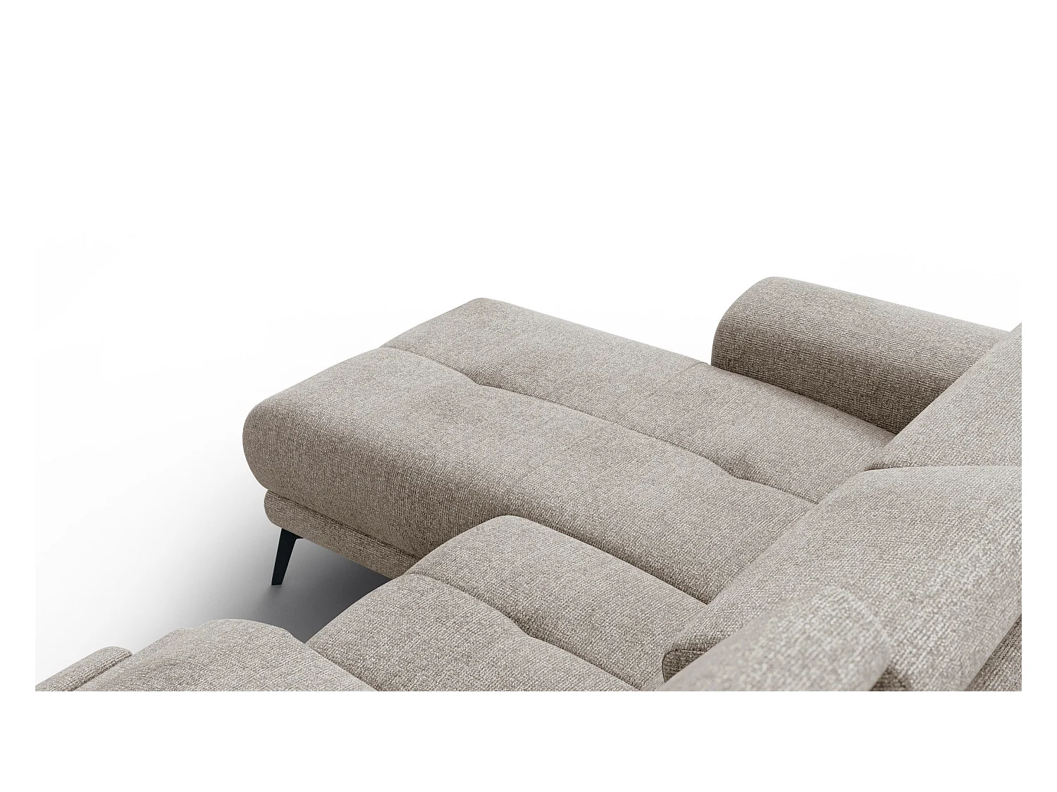 FIERO Ecksofa 3-Sitzer links mit 1 Relaxfunktion und verstellbare Kopfstützen, taupe