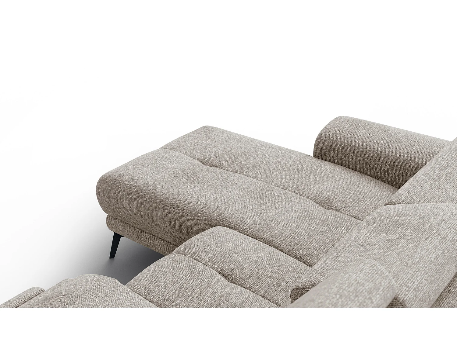 FIERO Ecksofa 3-Sitzer links mit 1 Relaxfunktion und verstellbare Kopfstützen, taupe
