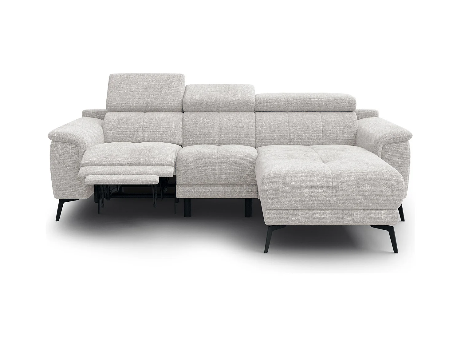 FIERO Ecksofa 3-Sitzer rechts mit 1 Relaxfunktion, creme