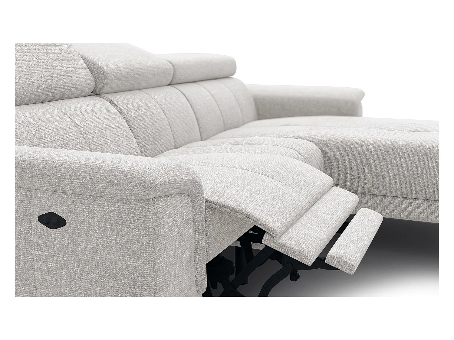FIERO Ecksofa 3-Sitzer rechts mit 1 Relaxfunktion, creme