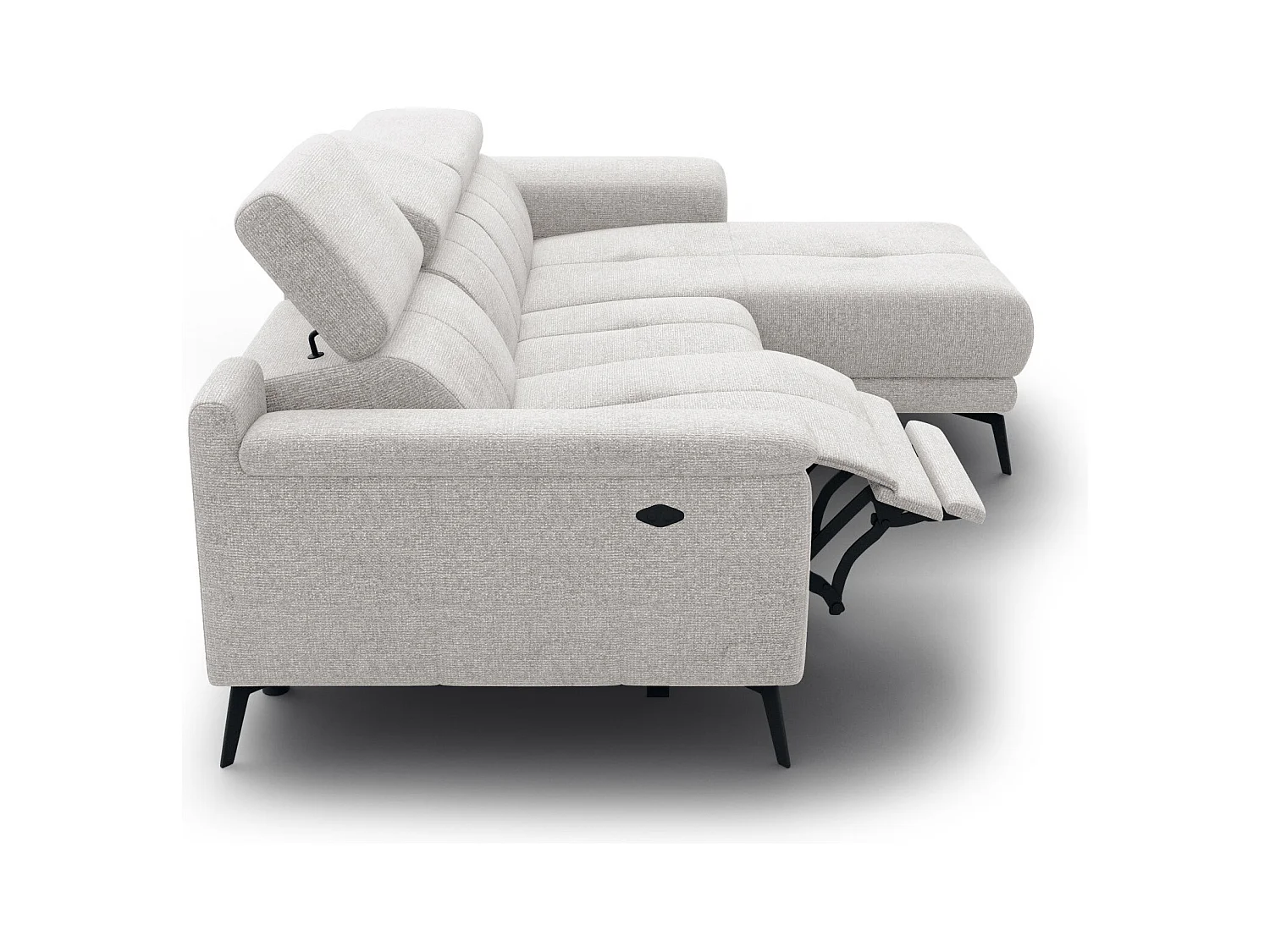 FIERO Ecksofa 3-Sitzer rechts mit 1 Relaxfunktion, creme