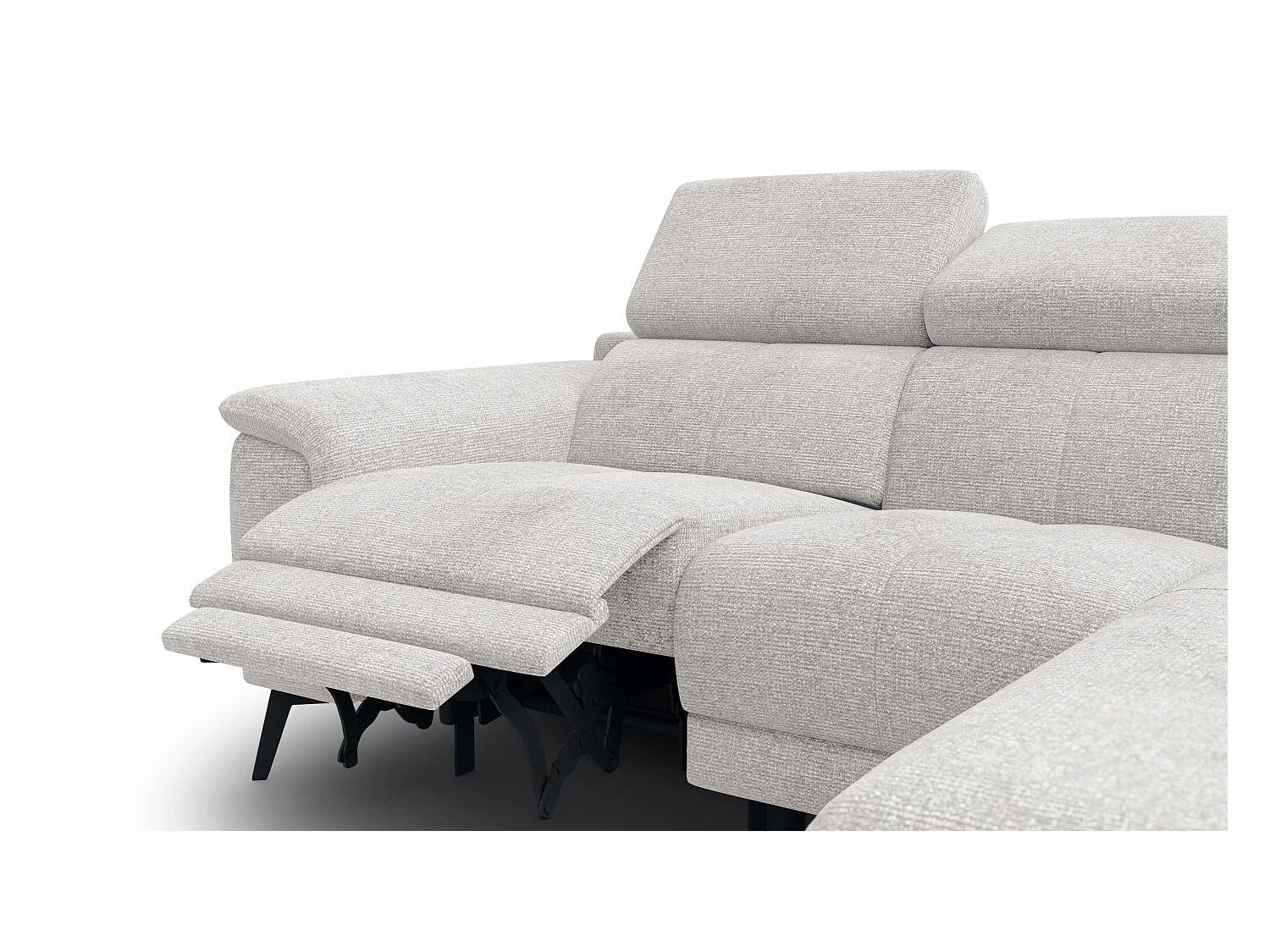 FIERO Ecksofa 3-Sitzer rechts mit 1 Relaxfunktion, creme