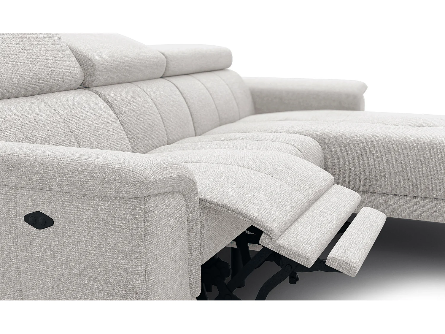 FIERO Ecksofa 3-Sitzer rechts mit 1 Relaxfunktion, creme