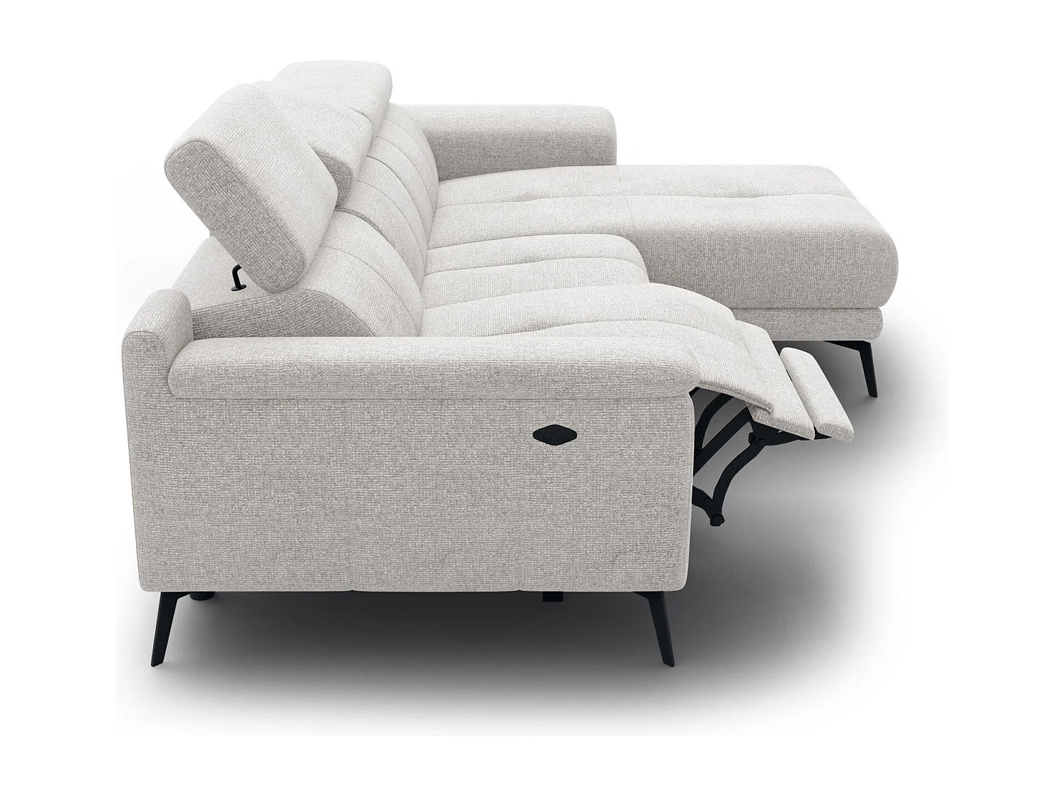 FIERO Ecksofa 3-Sitzer rechts mit 1 Relaxfunktion, creme