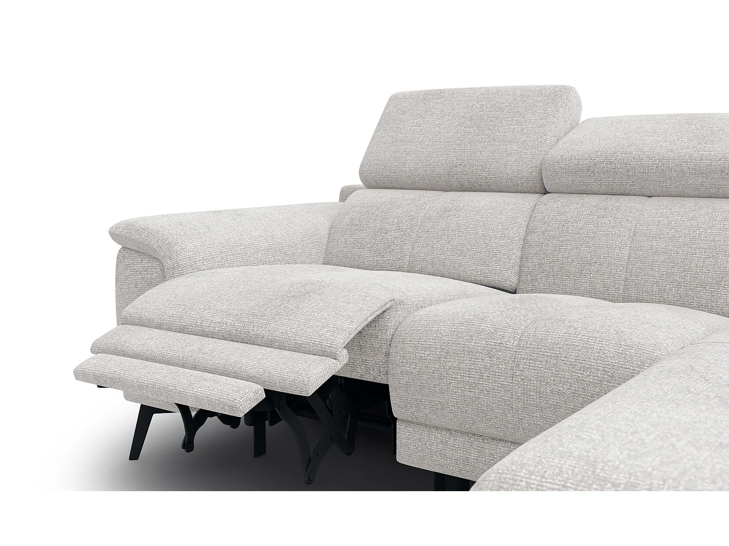 FIERO Ecksofa 3-Sitzer rechts mit 1 Relaxfunktion, creme