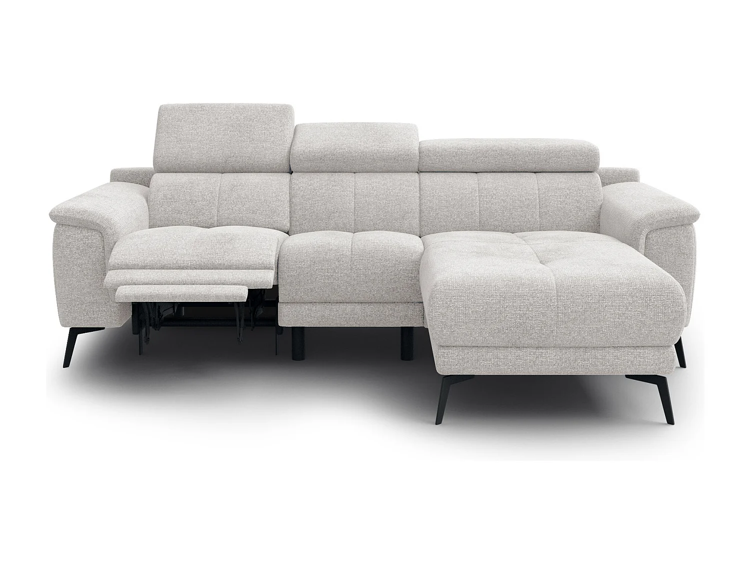 FIERO Ecksofa 3-Sitzer rechts mit 1 Relaxfunktion, creme