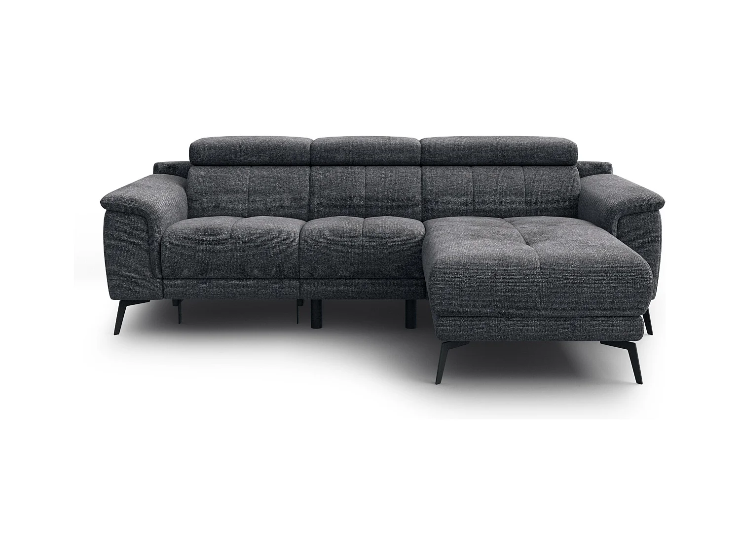 FIERO Ecksofa 3-Sitzer rechts mit 1 Relaxfunktion, dunkelgrau