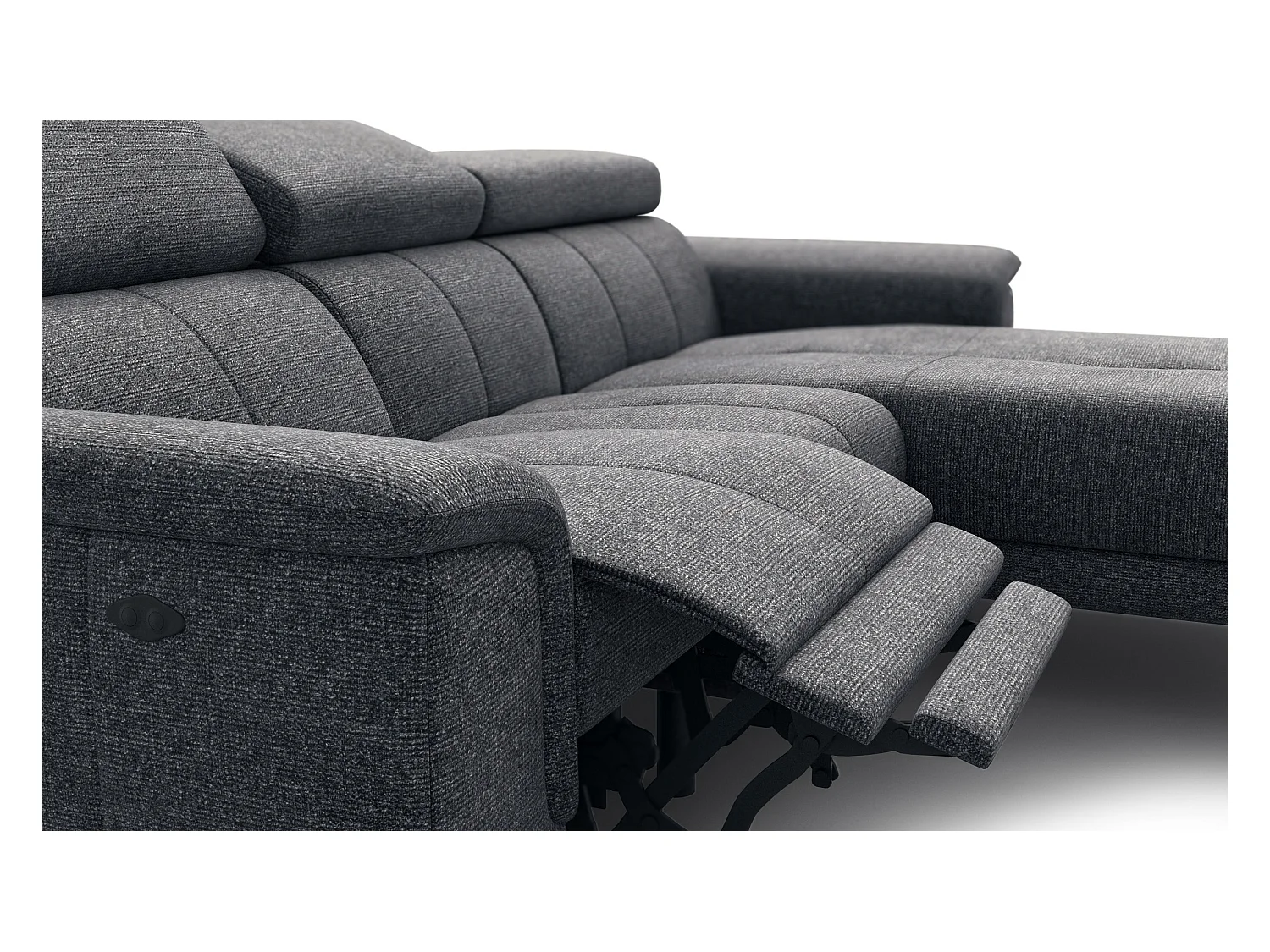 FIERO Ecksofa 3-Sitzer rechts mit 1 Relaxfunktion, dunkelgrau
