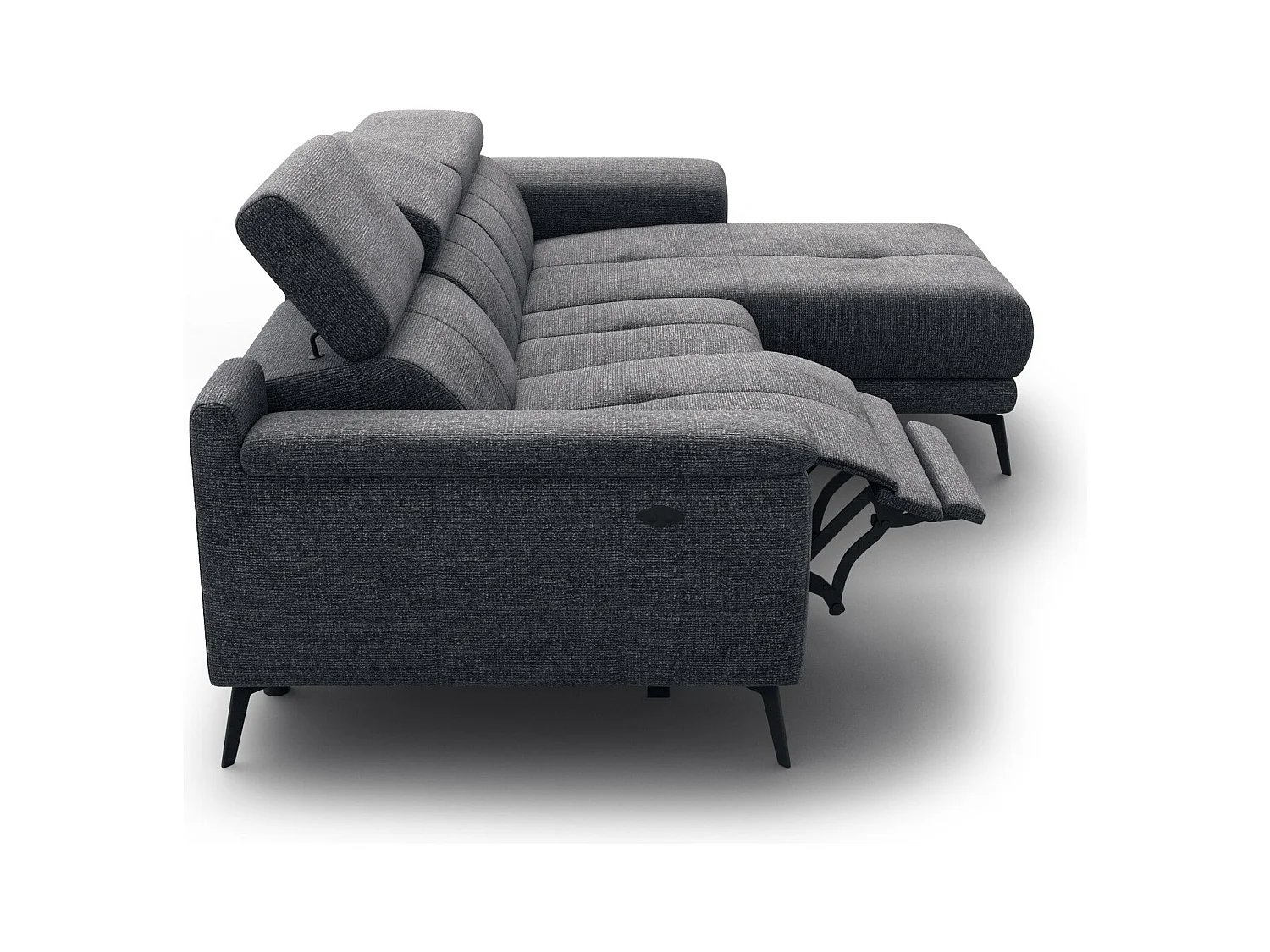 FIERO Ecksofa 3-Sitzer rechts mit 1 Relaxfunktion, dunkelgrau