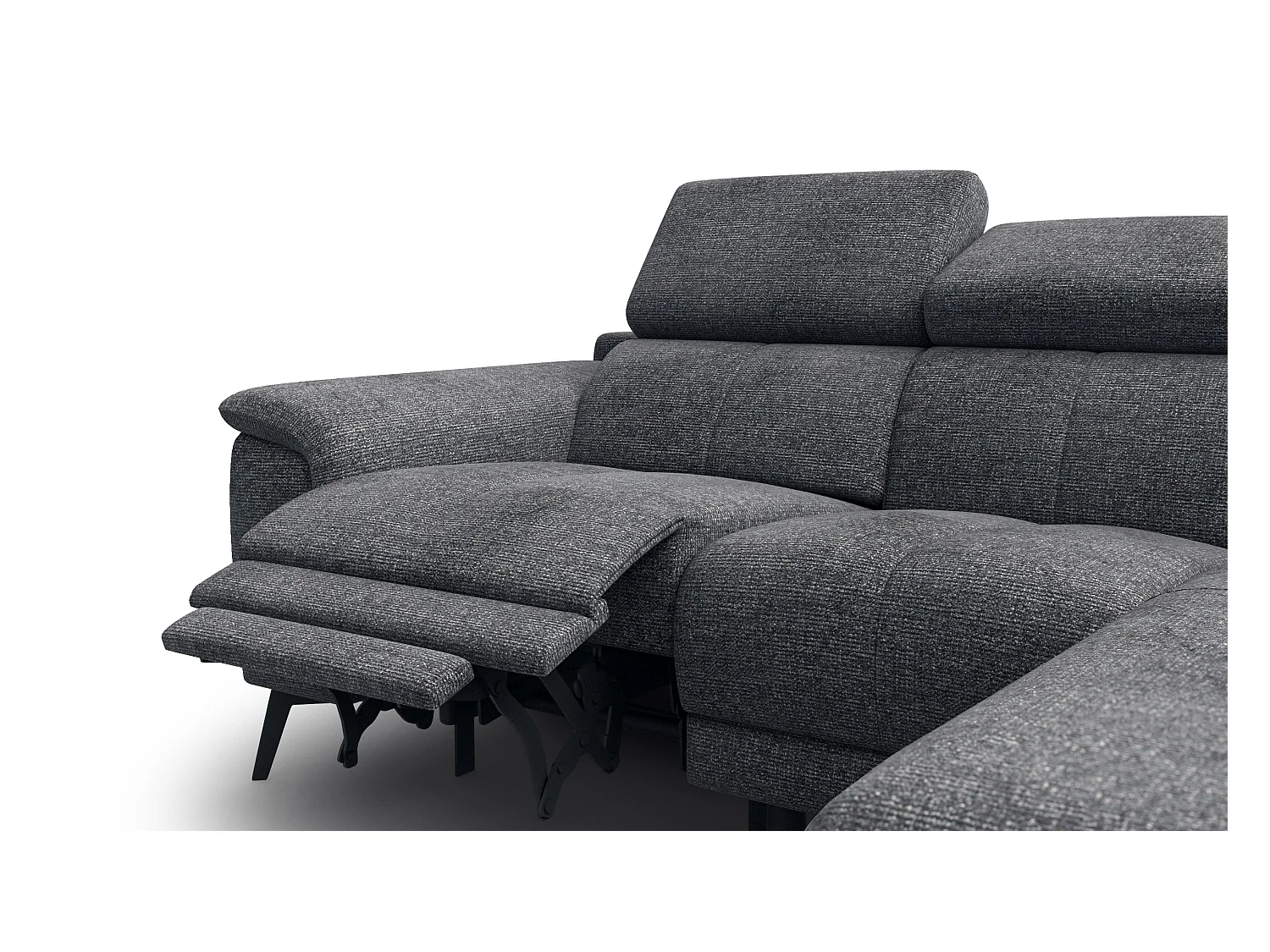 FIERO Ecksofa 3-Sitzer rechts mit 1 Relaxfunktion, dunkelgrau