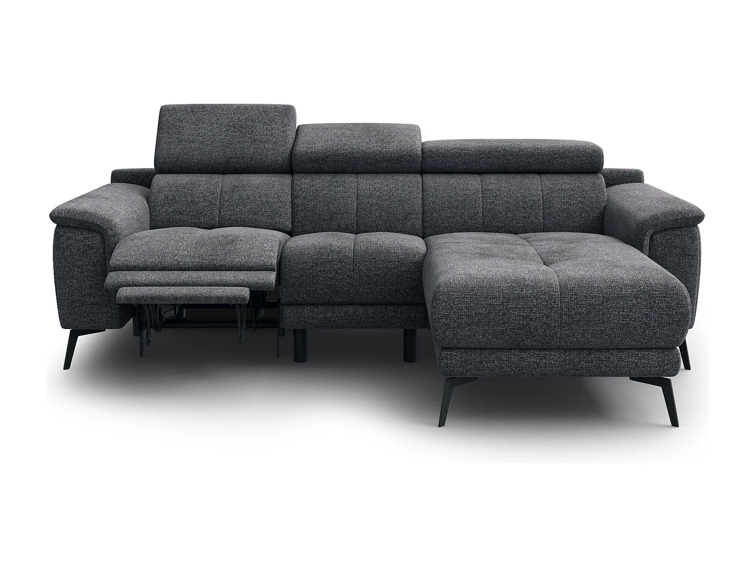 FIERO Ecksofa 3-Sitzer rechts mit 1 Relaxfunktion, dunkelgrau