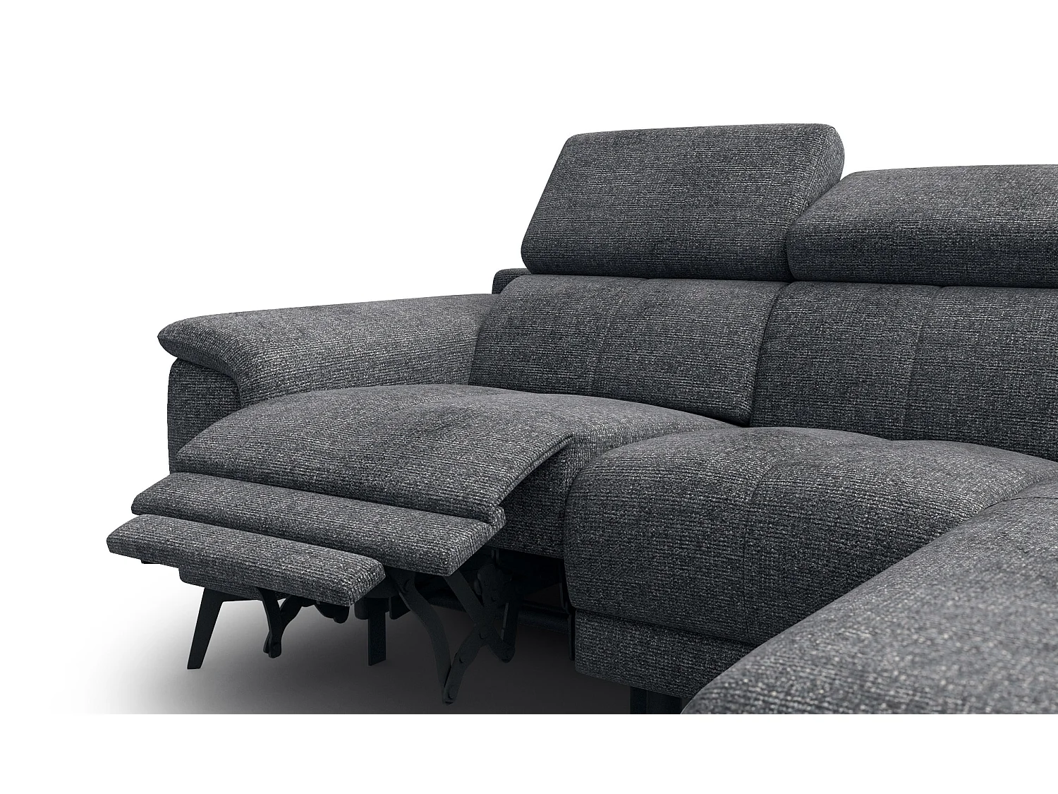 FIERO Ecksofa 3-Sitzer rechts mit 1 Relaxfunktion, dunkelgrau