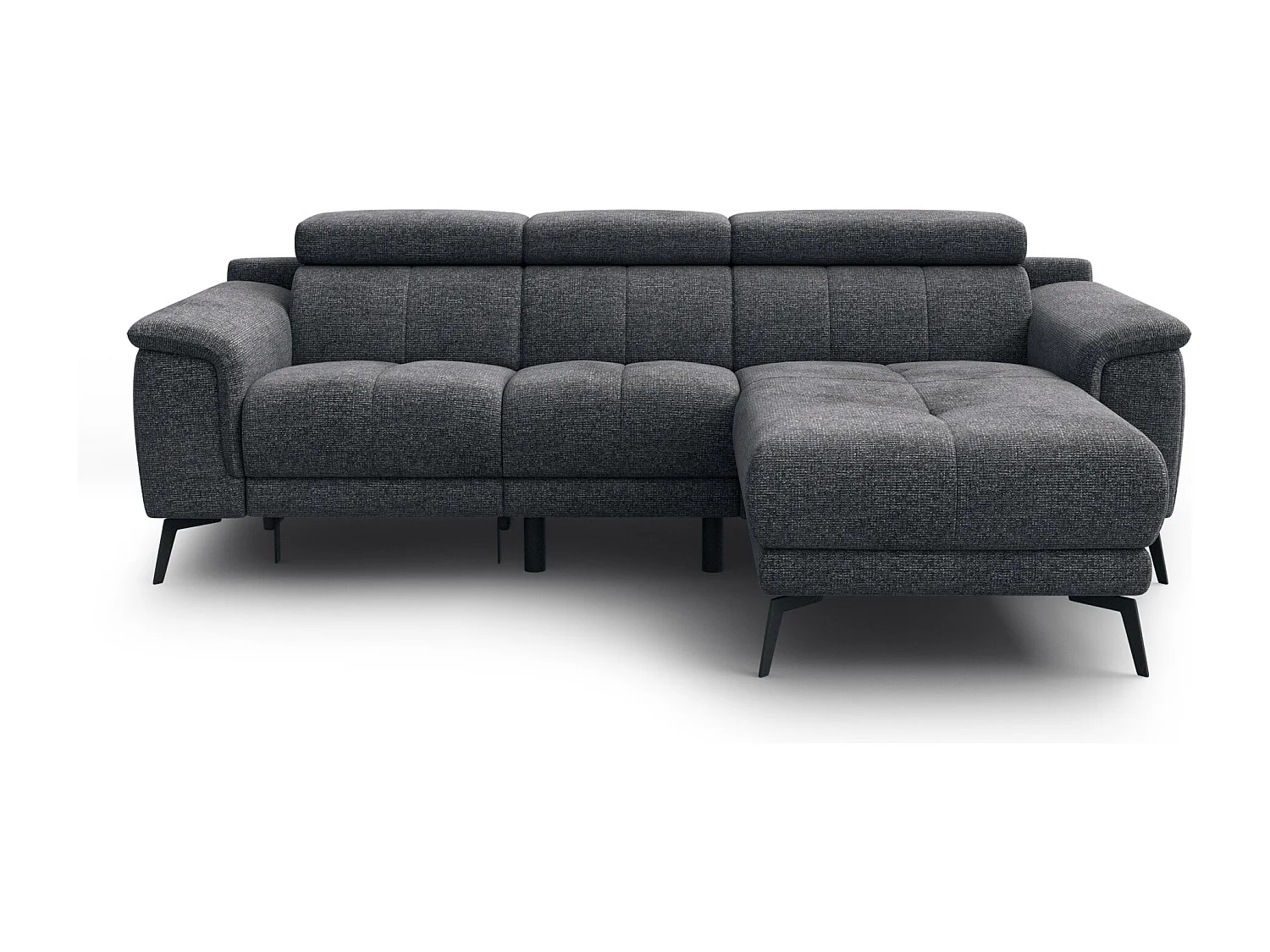 FIERO Ecksofa 3-Sitzer rechts mit 1 Relaxfunktion, dunkelgrau
