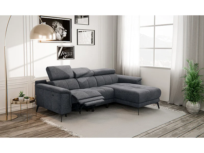 FIERO Ecksofa 3-Sitzer rechts mit 1 Relaxfunktion, dunkelgrau