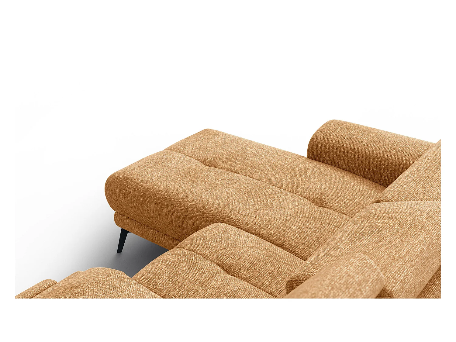 FIERO Ecksofa 3-Sitzer links mit 1 Relaxfunktion und verstellbare Kopfstützen, orange