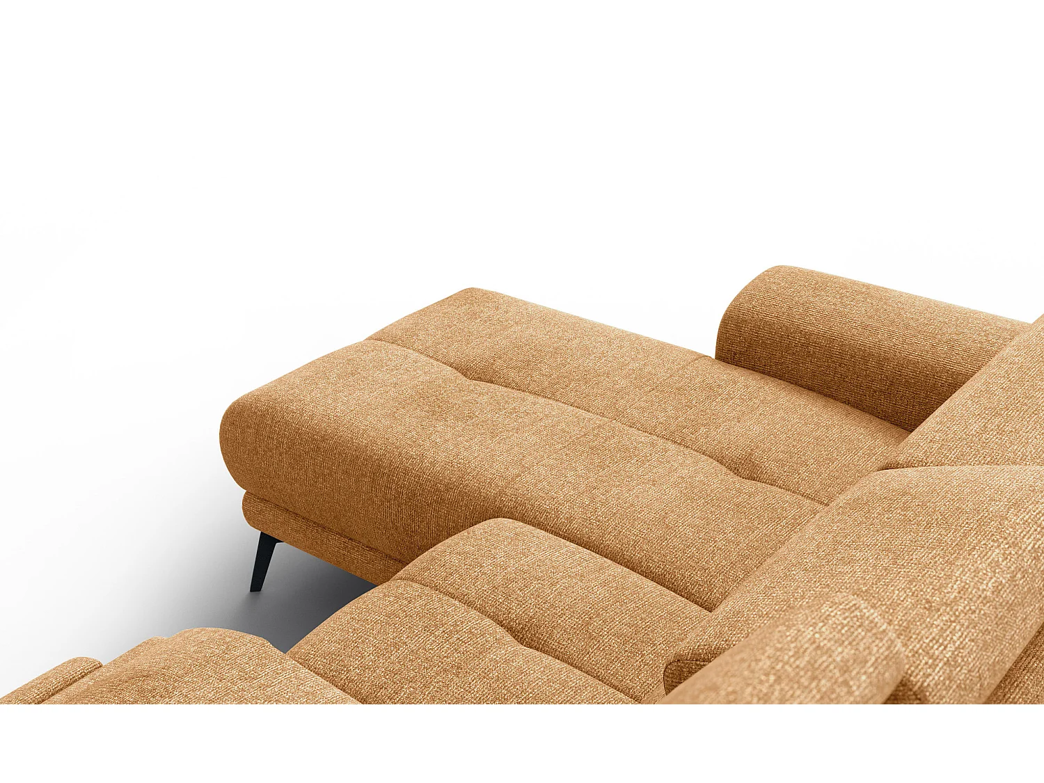 FIERO Ecksofa 3-Sitzer links mit 1 Relaxfunktion und verstellbare Kopfstützen, orange