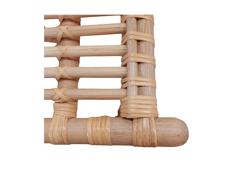 Tabouret / repose pied carré en rotin naturel forme incurvée - HAZEL