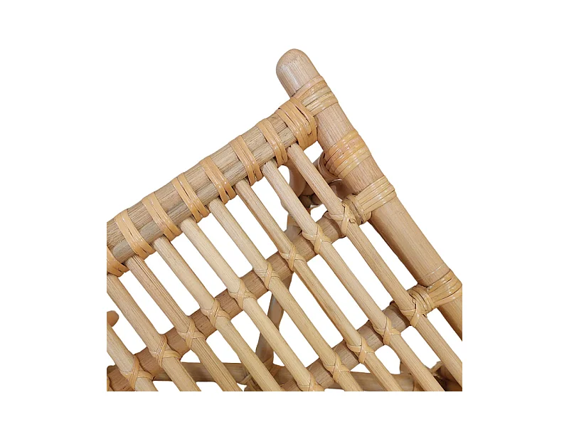 Tabouret / repose pied carré en rotin naturel forme incurvée - HAZEL