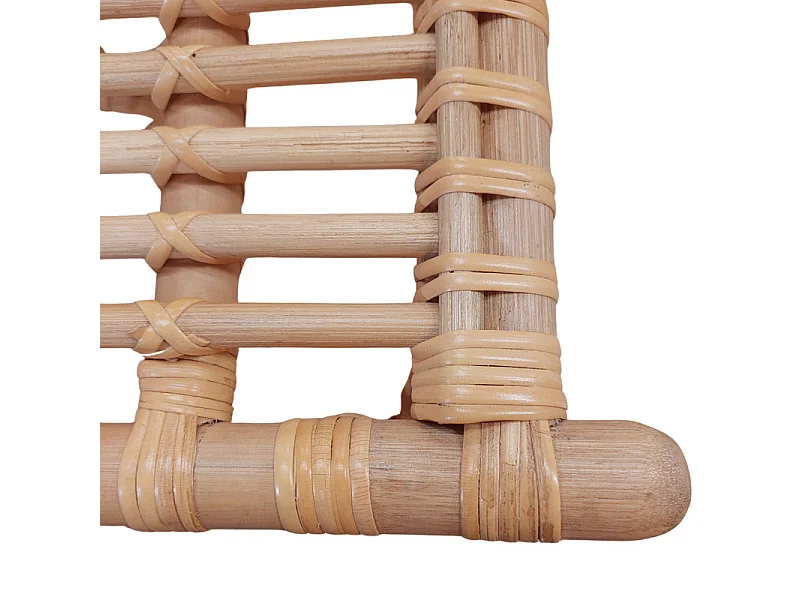 Tabouret / repose pied carré en rotin naturel forme incurvée - HAZEL