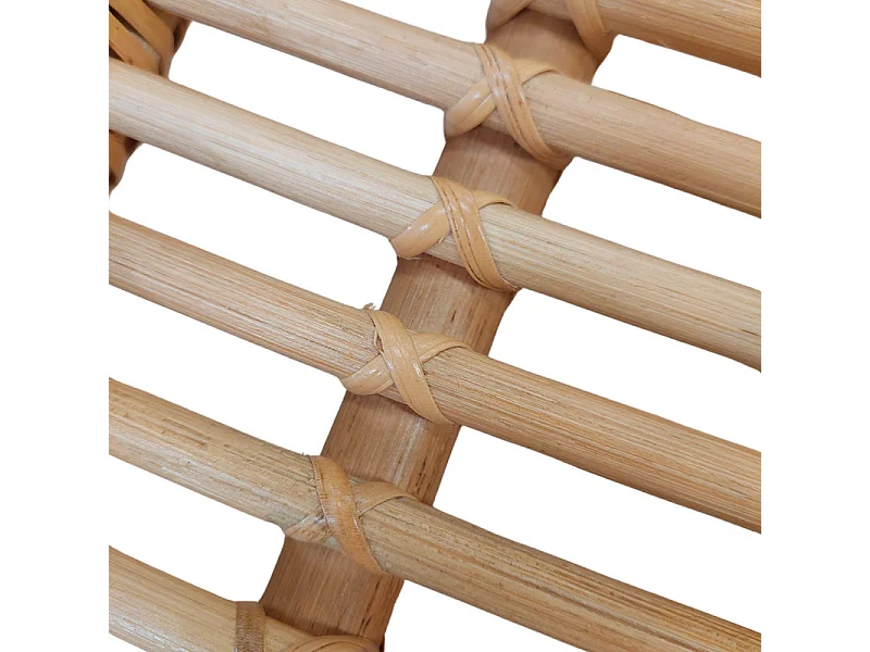 Tabouret / repose pied carré en rotin naturel forme incurvée - HAZEL